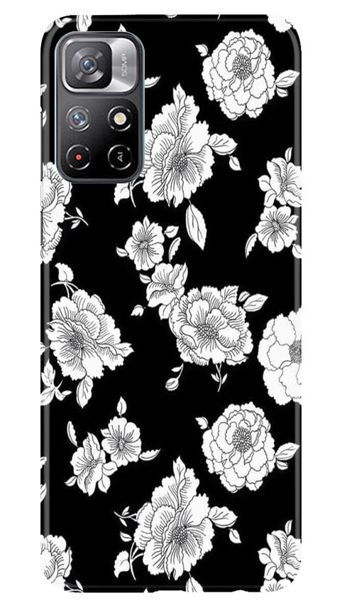 White flowers Black Background Case for Redmi Note 11