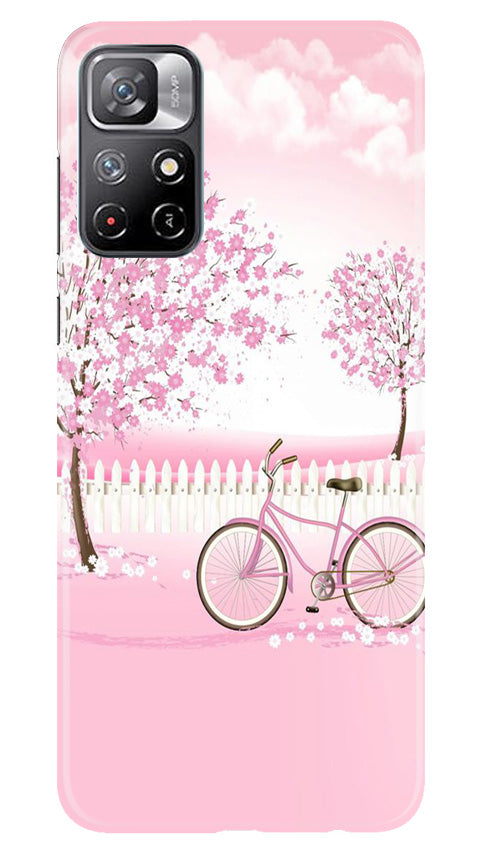 Pink Flowers Cycle Case for Redmi Note 11(Design - 102)