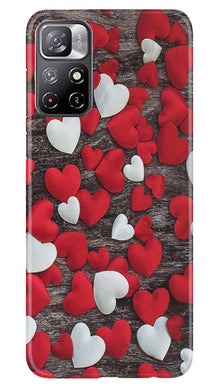 Red White Hearts Mobile Back Case for Redmi Note 11  (Design - 105)