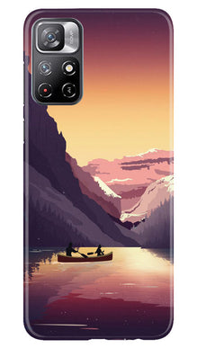 Mountains Boat Mobile Back Case for Redmi Note 11 (Design - 150)