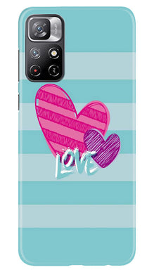 White Heart Mobile Back Case for Redmi Note 11 (Design - 260)