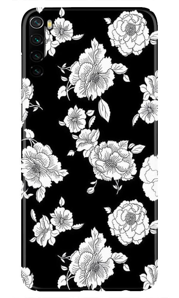 White flowers Black Background Case for Xiaomi Redmi Note 8