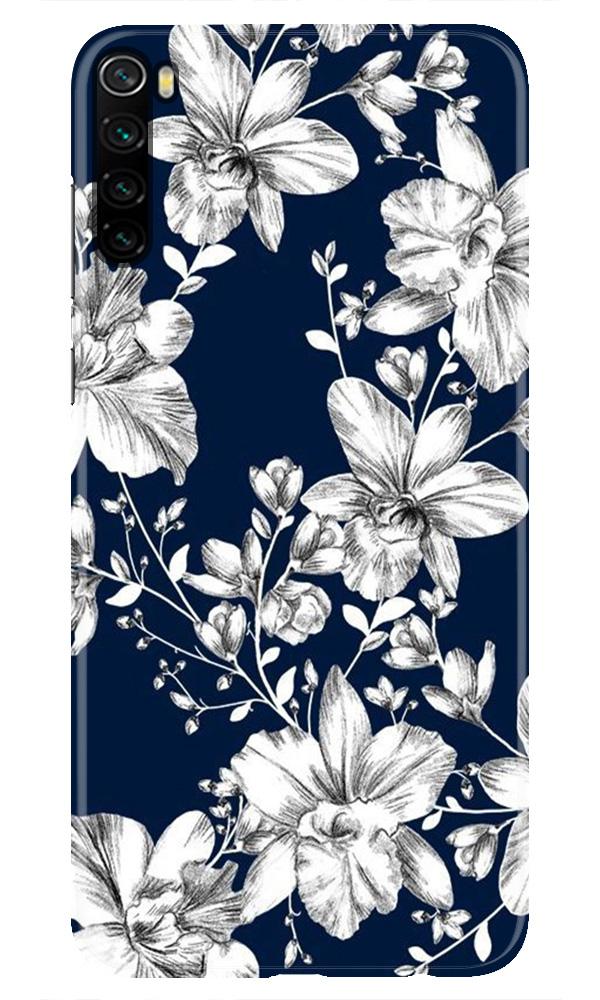 White flowers Blue Background Case for Xiaomi Redmi Note 8