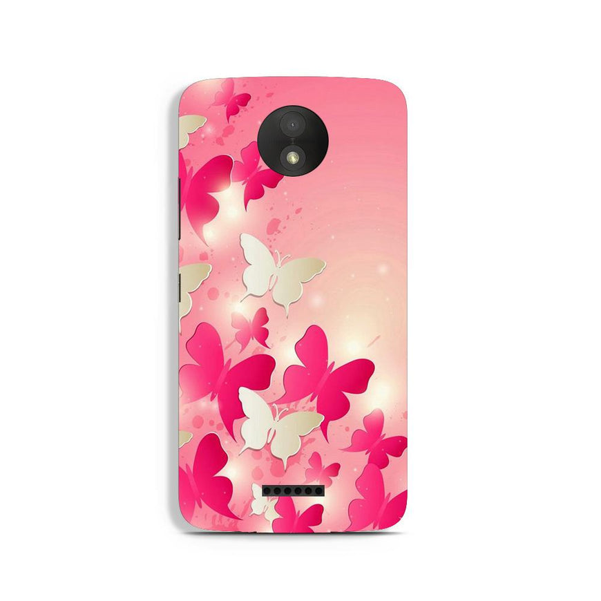 White Pick Butterflies Case for Moto C Plus