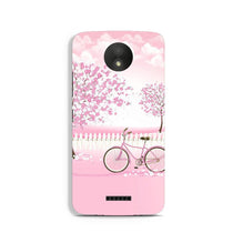 Pink Flowers Cycle Case for Moto C Plus  (Design - 102)