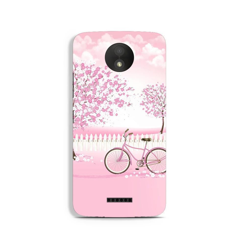 Pink Flowers Cycle Case for Moto C  (Design - 102)