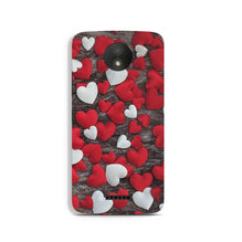 Red White Hearts Case for Moto C Plus  (Design - 105)