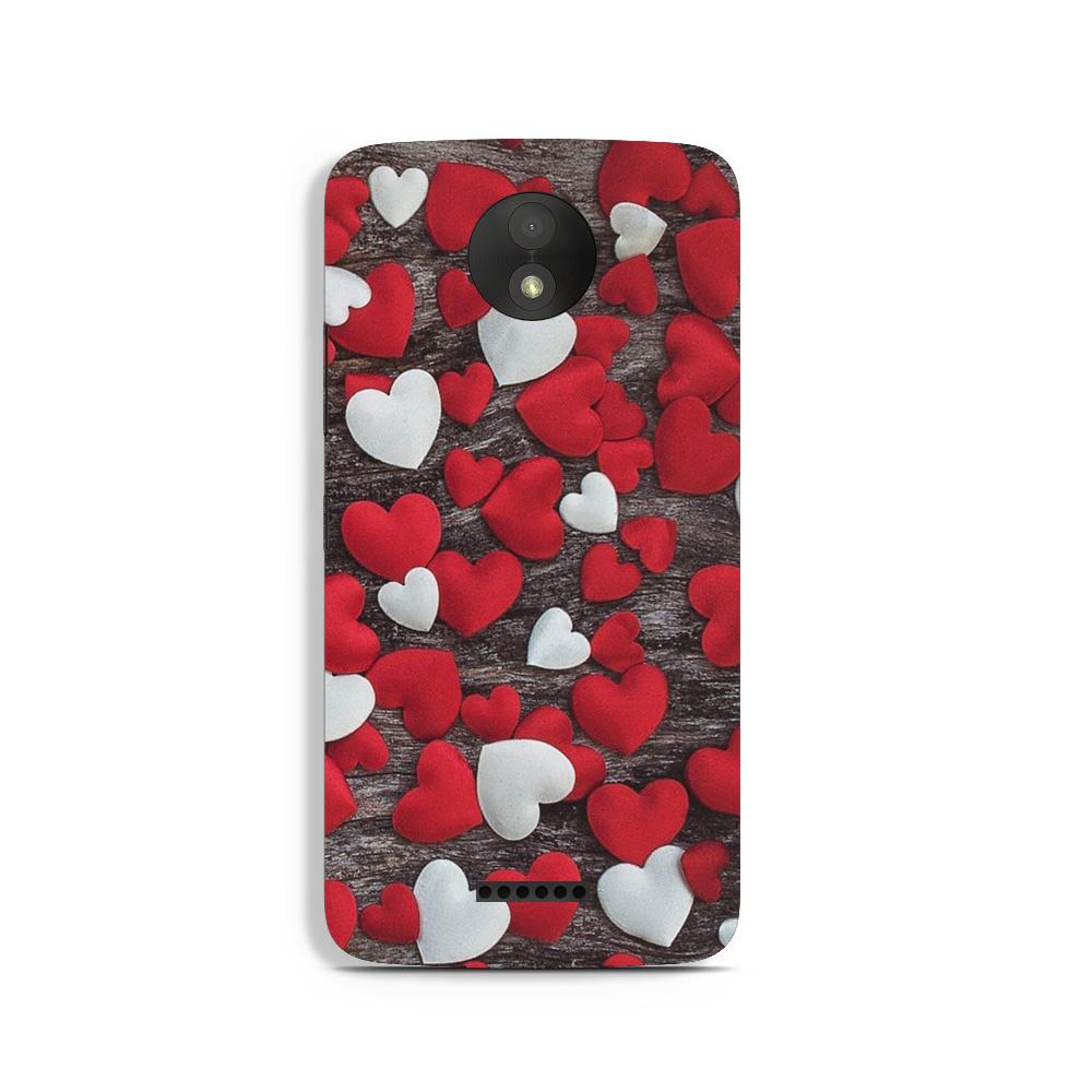 Red White Hearts Case for Moto C  (Design - 105)