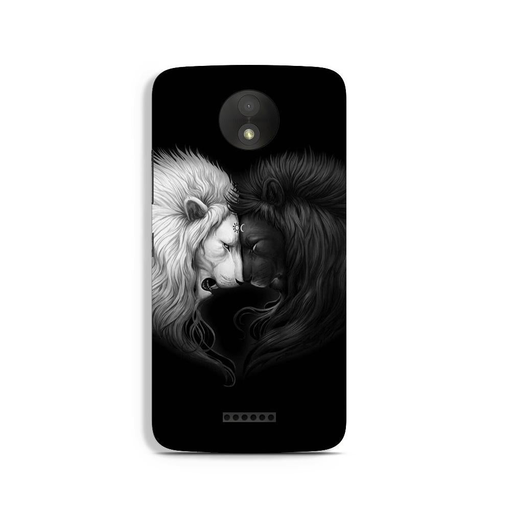 Dark White Lion Case for Moto C  (Design - 140)