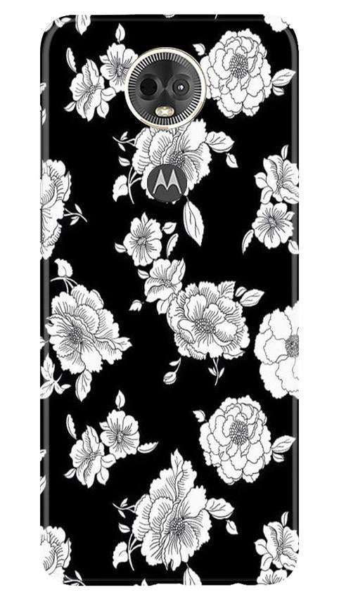 White flowers Black Background Case for Moto E5 Plus