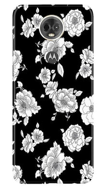 White flowers Black Background Mobile Back Case for Moto E5 Plus (Design - 9)