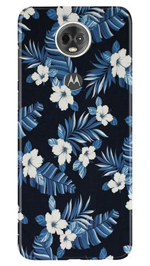 White flowers Blue Background2 Mobile Back Case for Moto E5 Plus (Design - 15)