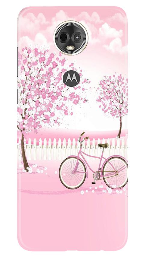 Pink Flowers Cycle Case for Moto E5 Plus  (Design - 102)