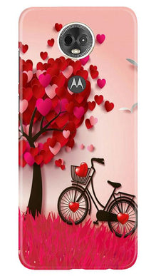 Red Heart Cycle Mobile Back Case for Moto E5 Plus (Design - 222)