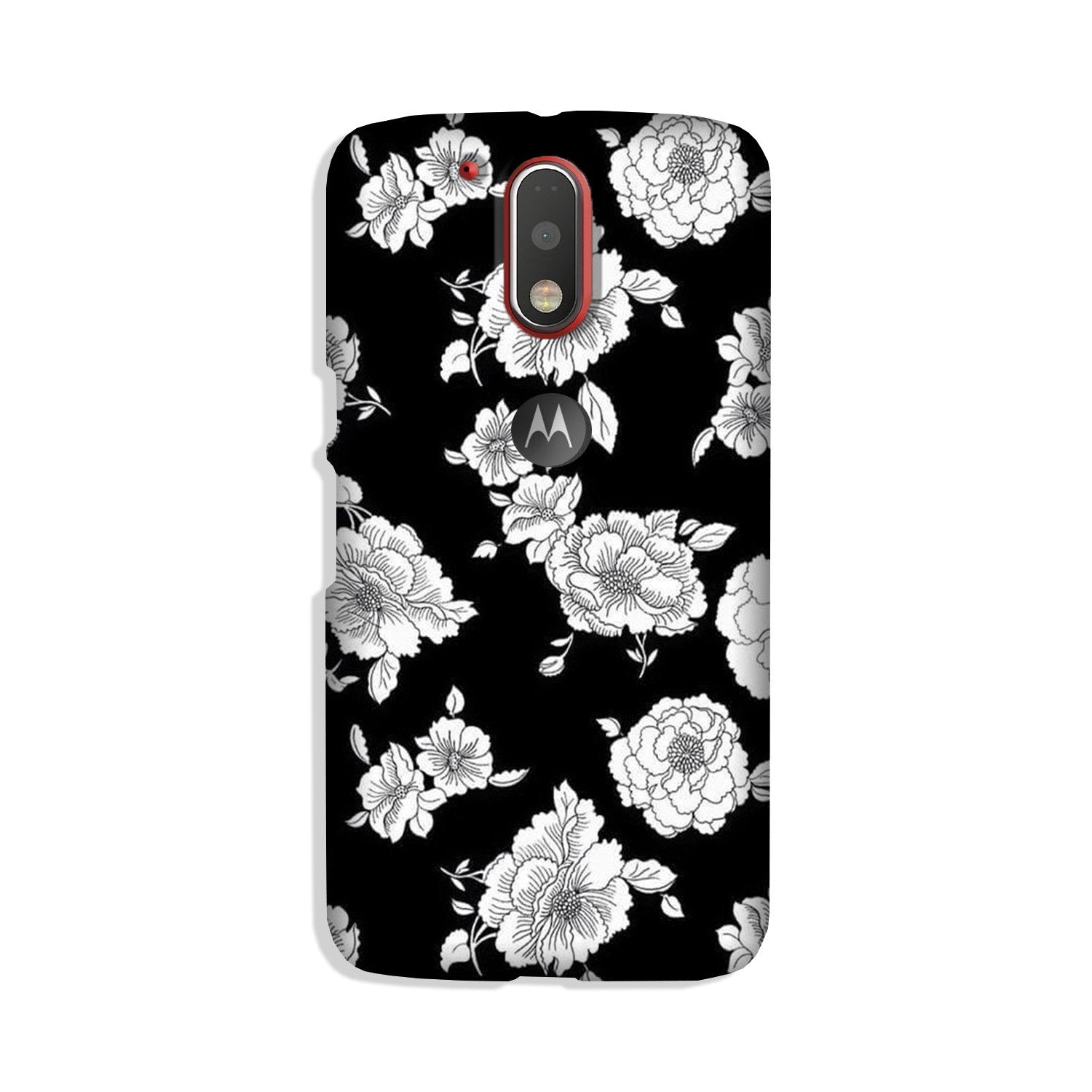 White flowers Black Background Case for Moto G4 Plus