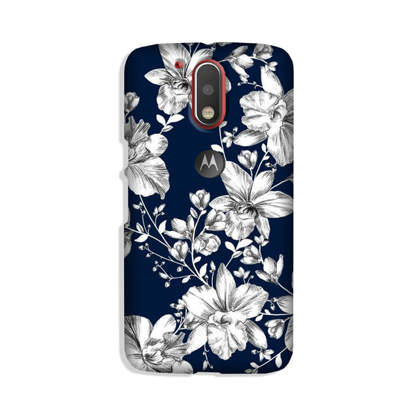 White flowers Blue Background Case for Moto G4 Plus