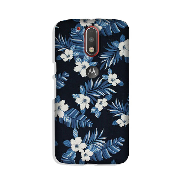 White flowers Blue Background2 Case for Moto G4 Plus