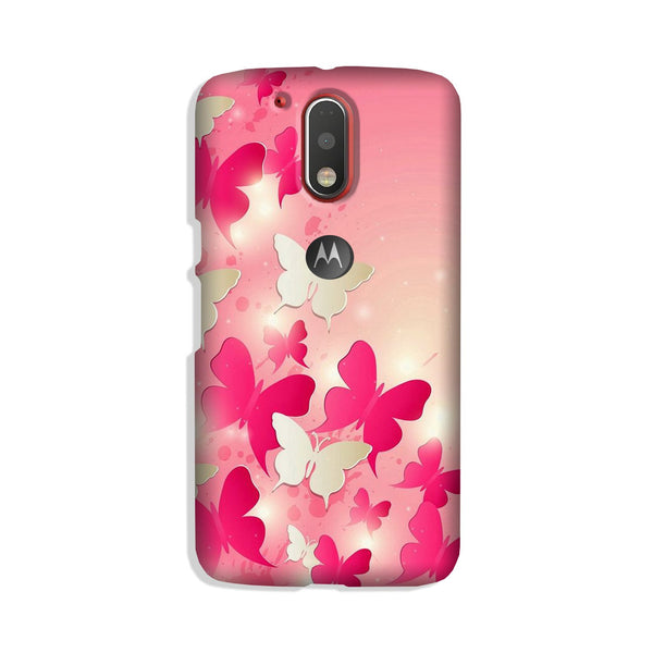 White Pick Butterflies Case for Moto G4 Plus