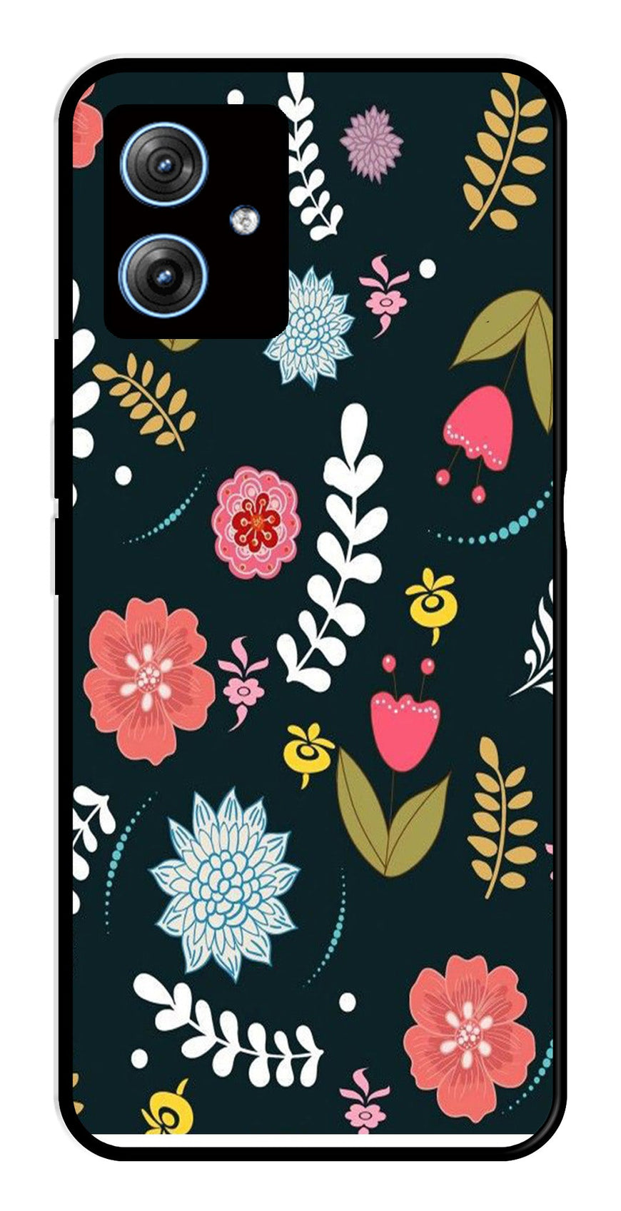 Floral Pattern2 Metal Mobile Case for Moto G54 5G   (Design No -12)
