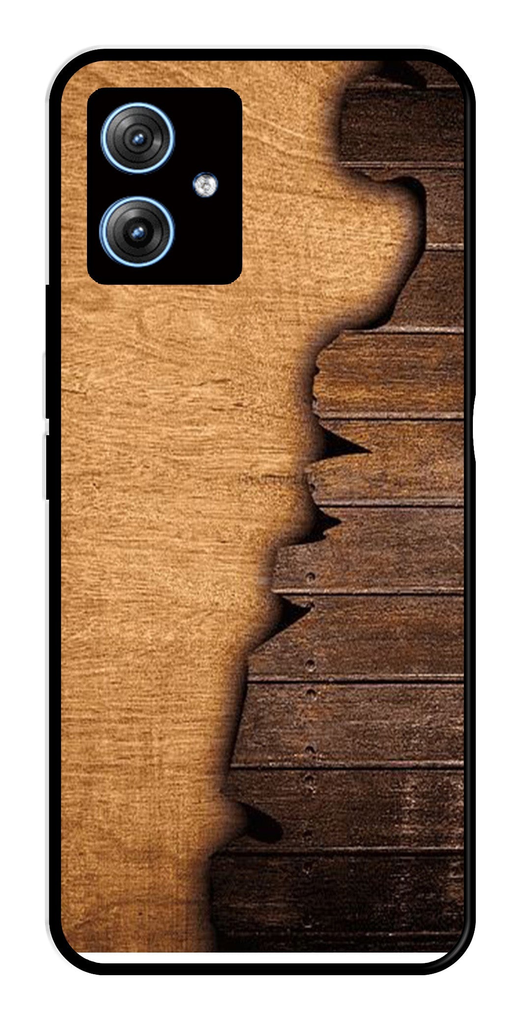 Wooden Design Metal Mobile Case for Moto G54 5G   (Design No -13)