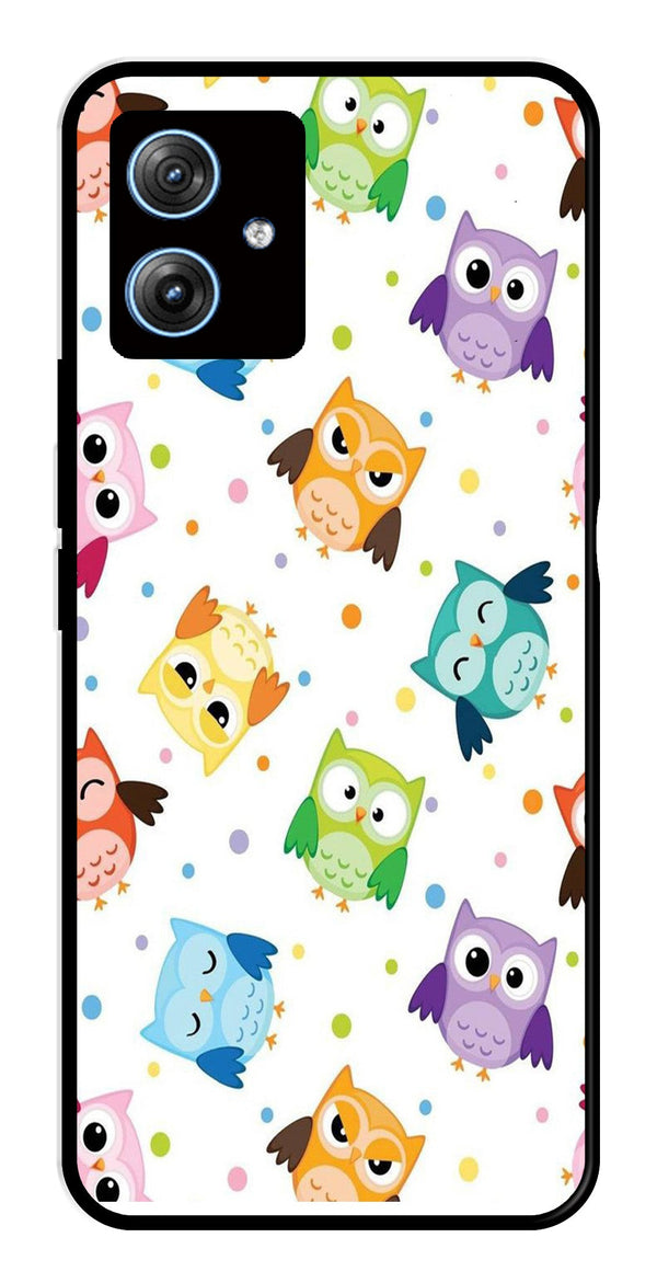 Owls Pattern Metal Mobile Case for Moto G54 5G   (Design No -20)