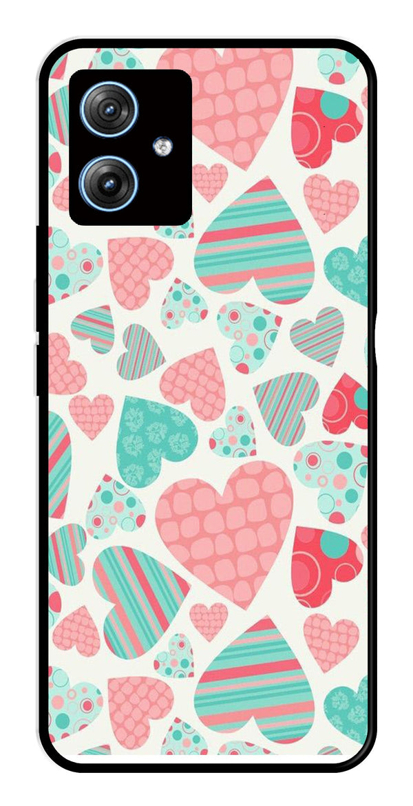 Hearts Pattern Metal Mobile Case for Moto G54 5G   (Design No -22)