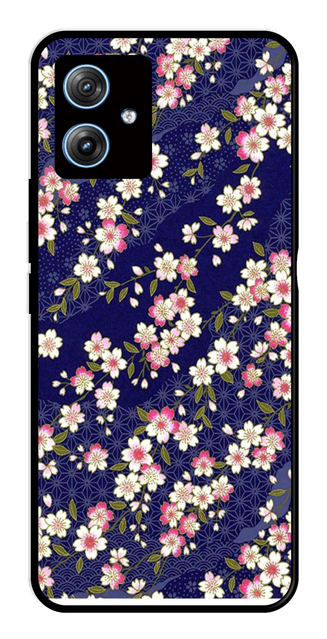 Flower Design Metal Mobile Case for Moto G54 5G   (Design No -25)