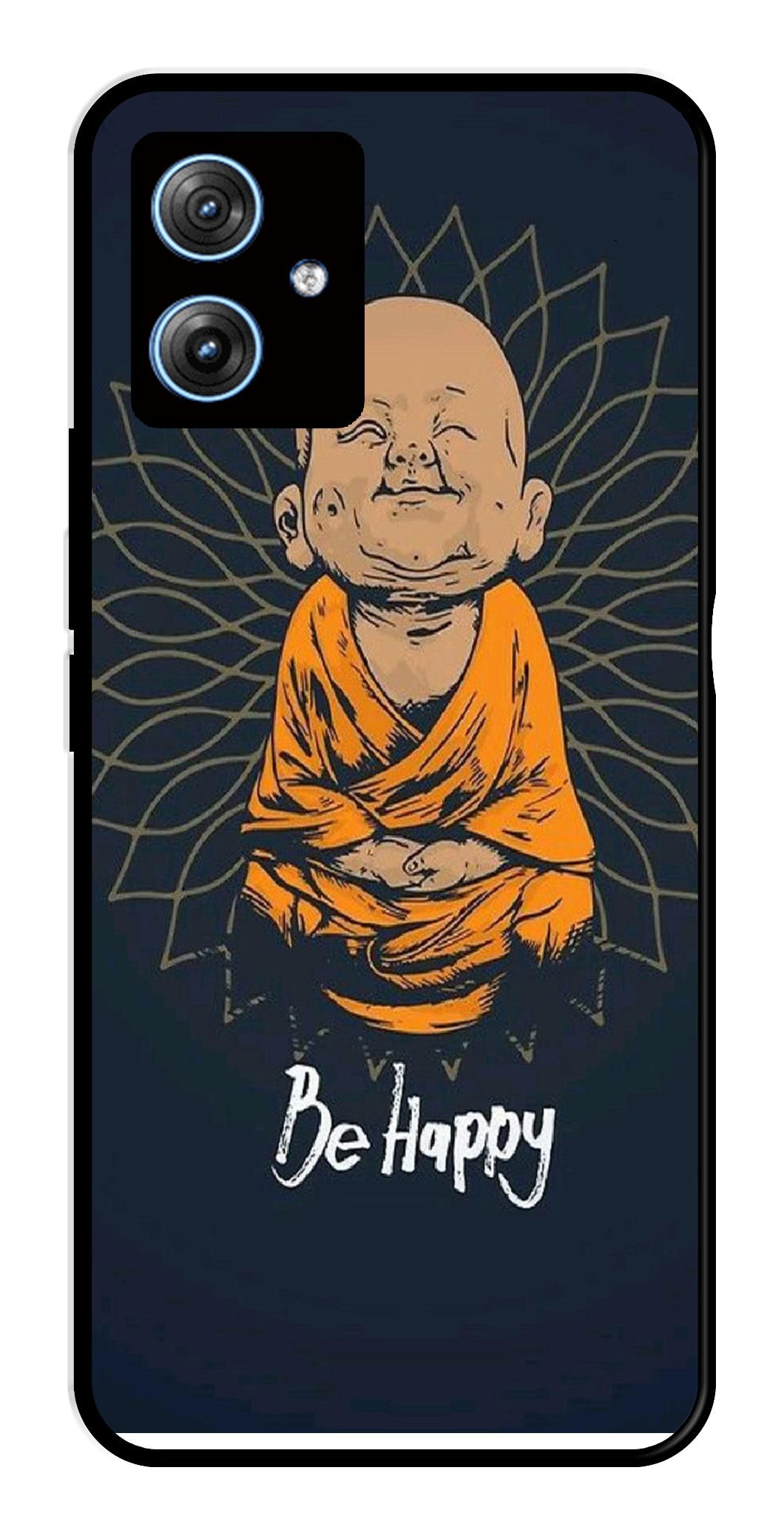 Be Happy Metal Mobile Case for Moto G54 5G   (Design No -27)