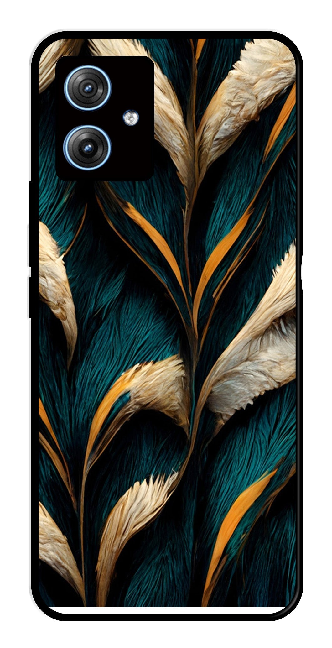 Feathers Metal Mobile Case for Moto G54 5G   (Design No -30)