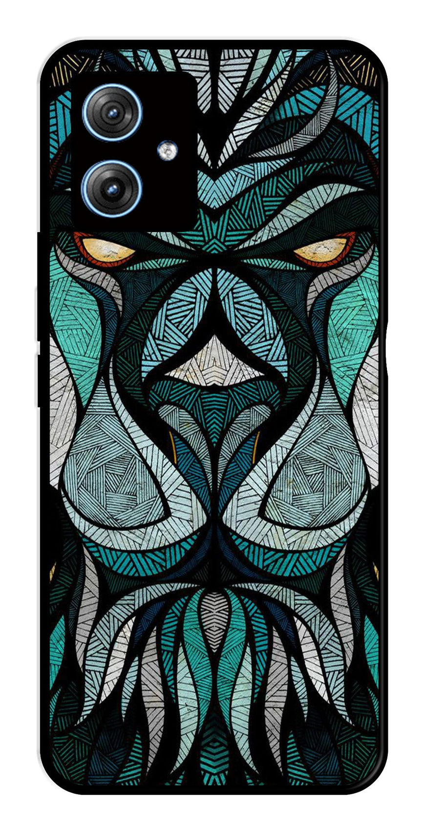 Lion Pattern Metal Mobile Case for Moto G54 5G   (Design No -40)