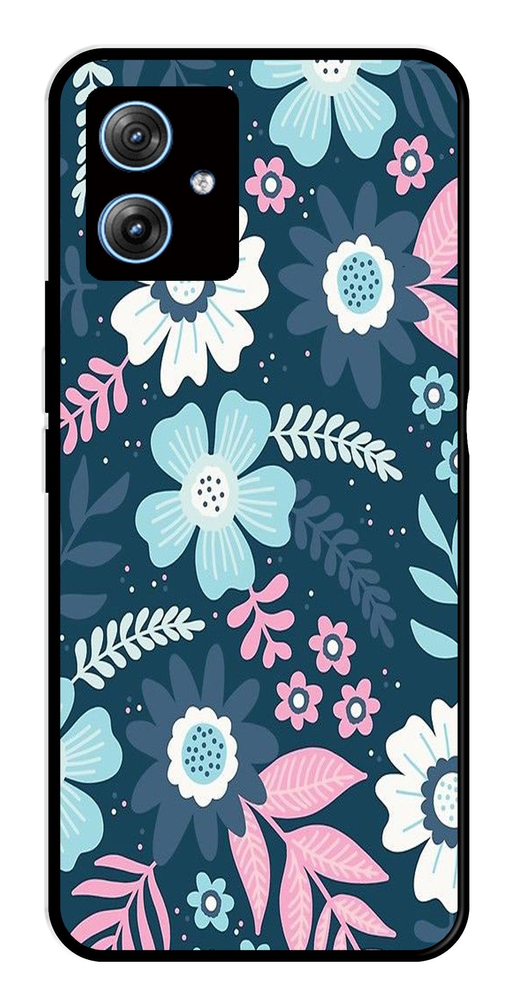 Flower Leaves Design Metal Mobile Case for Moto G54 5G   (Design No -50)