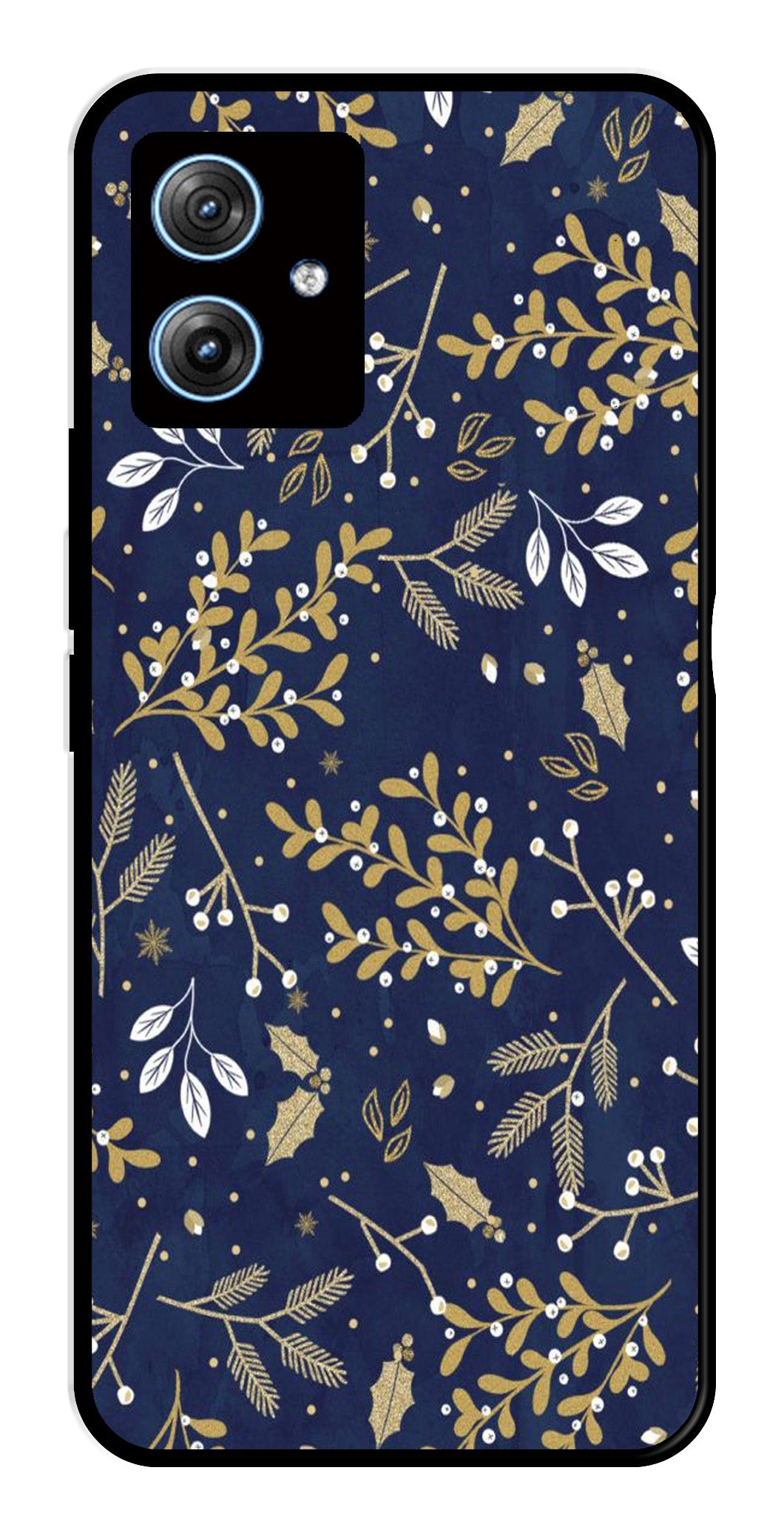 Floral Pattern  Metal Mobile Case for Moto G54 5G   (Design No -52)