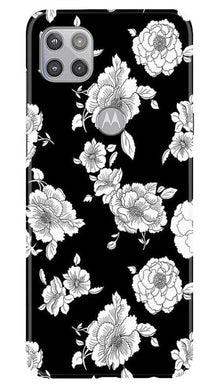White flowers Black Background Mobile Back Case for Moto G 5G (Design - 9)