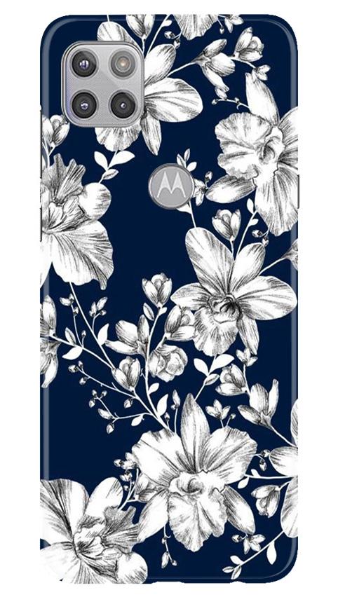 White flowers Blue Background Case for Moto G 5G