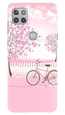 Pink Flowers Cycle Mobile Back Case for Moto G 5G  (Design - 102)
