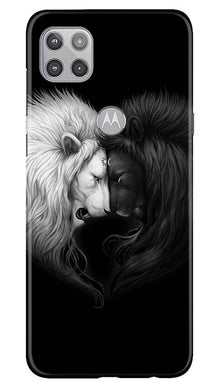 Dark White Lion Mobile Back Case for Moto G 5G  (Design - 140)