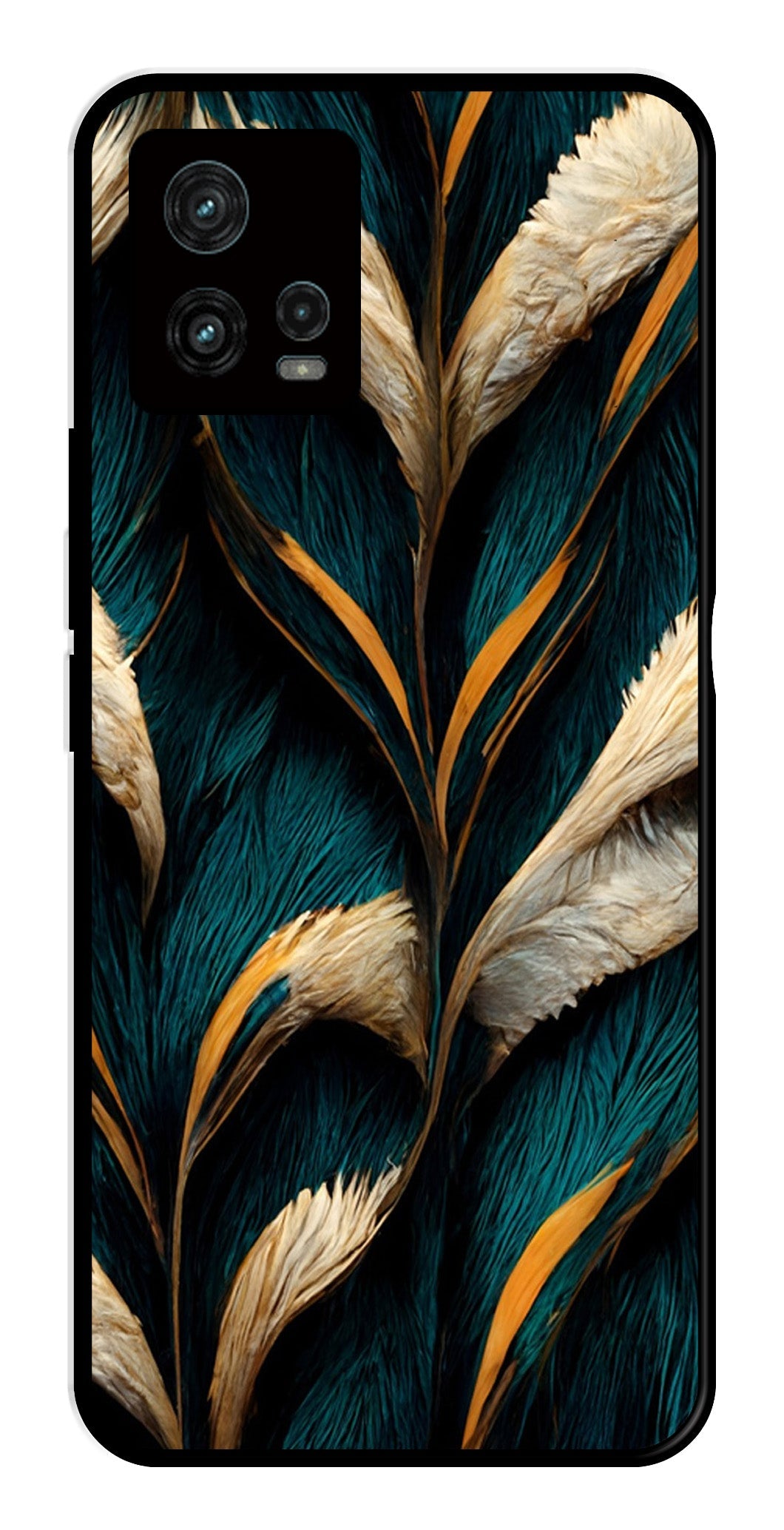 Feathers Metal Mobile Case for Moto Edge 30 Ultra 5G   (Design No -30)