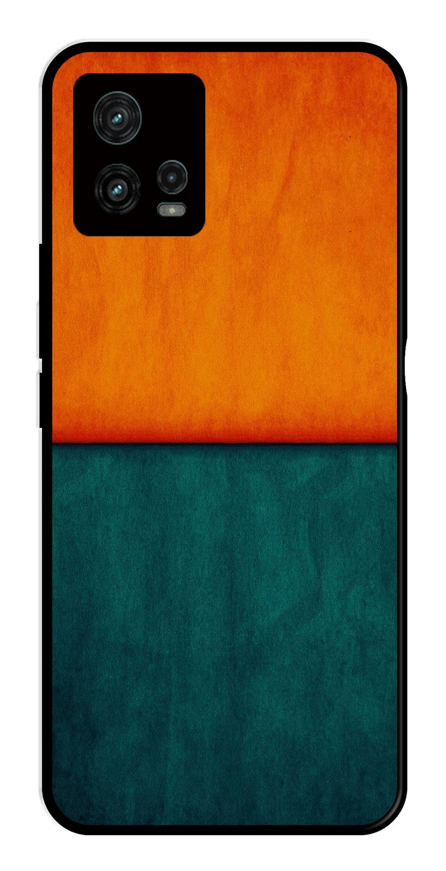 Orange Green Pattern Metal Mobile Case for Moto Edge 30 Fusion 5G   (Design No -45)