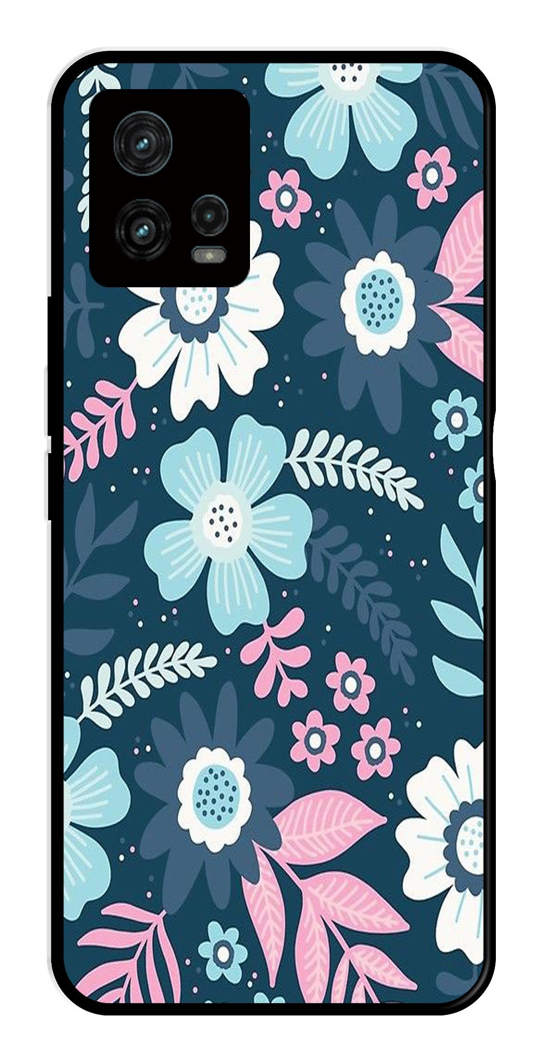 Flower Leaves Design Metal Mobile Case for Moto Edge 30 Ultra 5G   (Design No -50)