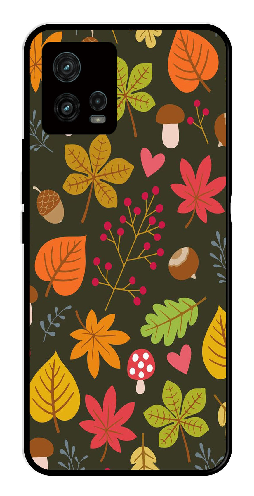 Leaves Design Metal Mobile Case for Moto Edge 30 Fusion 5G   (Design No -51)
