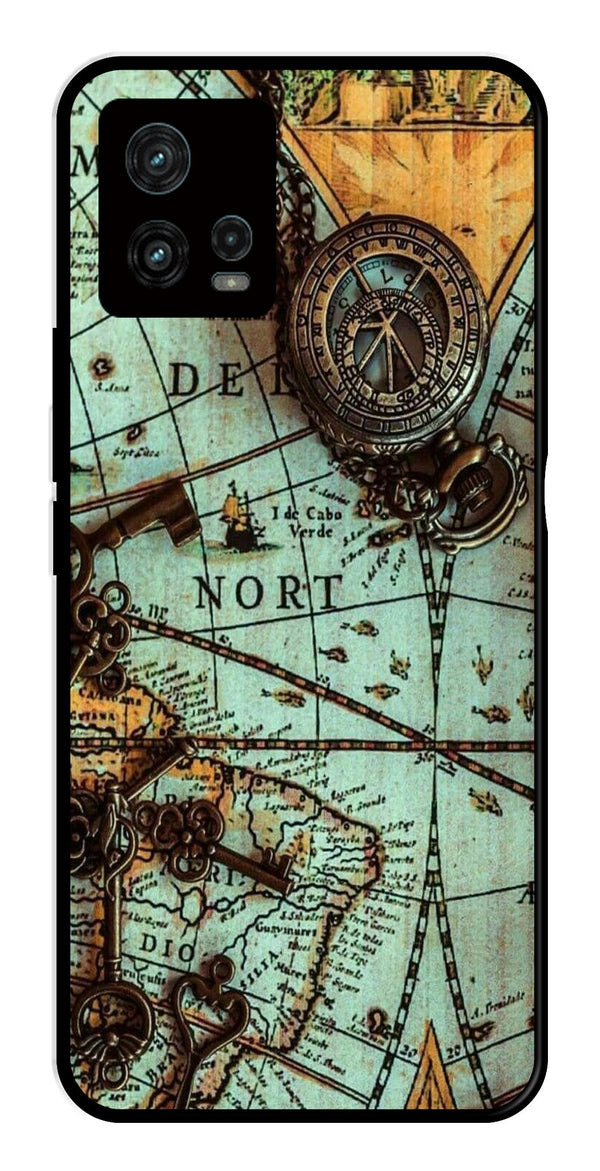 Map Design Metal Mobile Case for Moto Edge 30 Fusion 5G   (Design No -54)