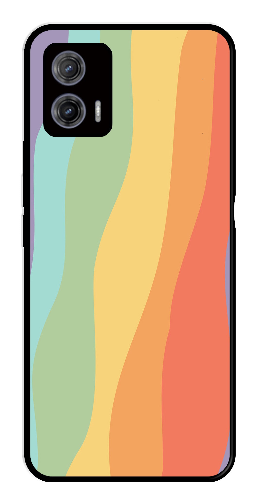 Muted Rainbow Metal Mobile Case for Moto G73 5G   (Design No -02)