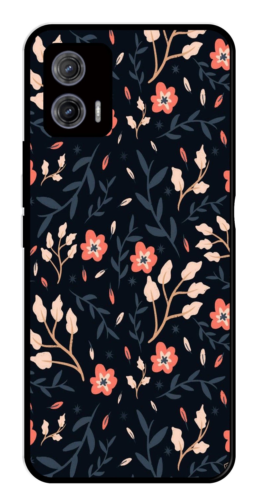 Floral Pattern Metal Mobile Case for Moto G73 5G   (Design No -10)