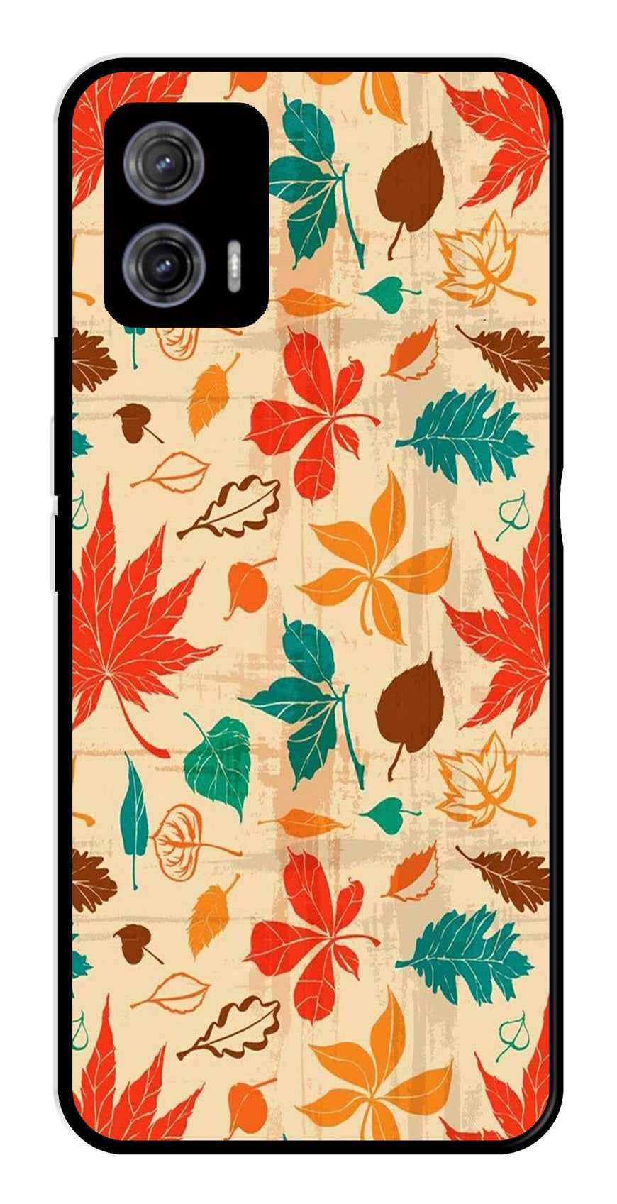 Leafs Design Metal Mobile Case for Moto G73 5G   (Design No -14)
