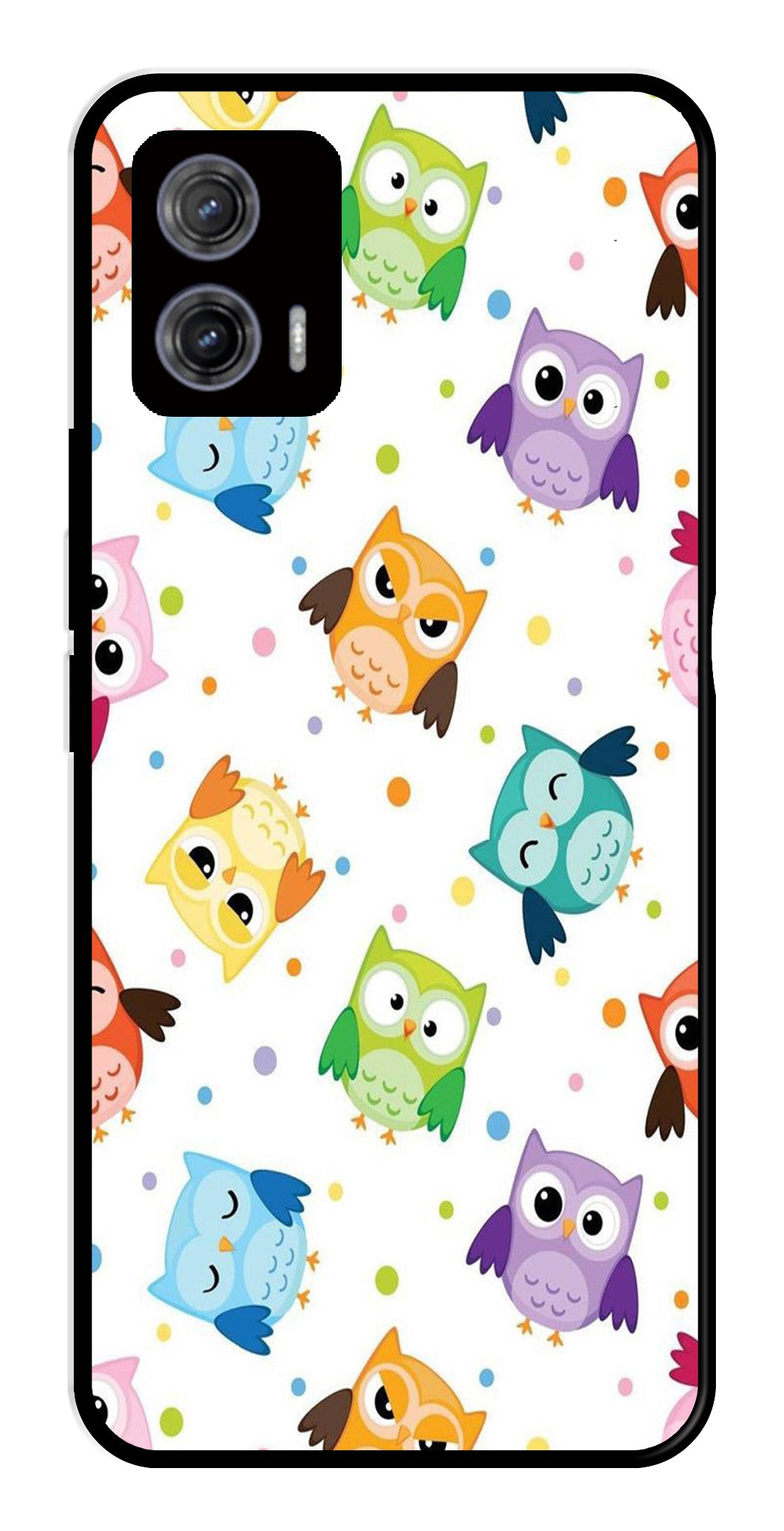 Owls Pattern Metal Mobile Case for Moto G73 5G   (Design No -20)