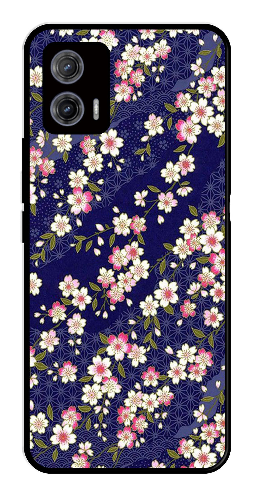 Flower Design Metal Mobile Case for Moto G73 5G   (Design No -25)