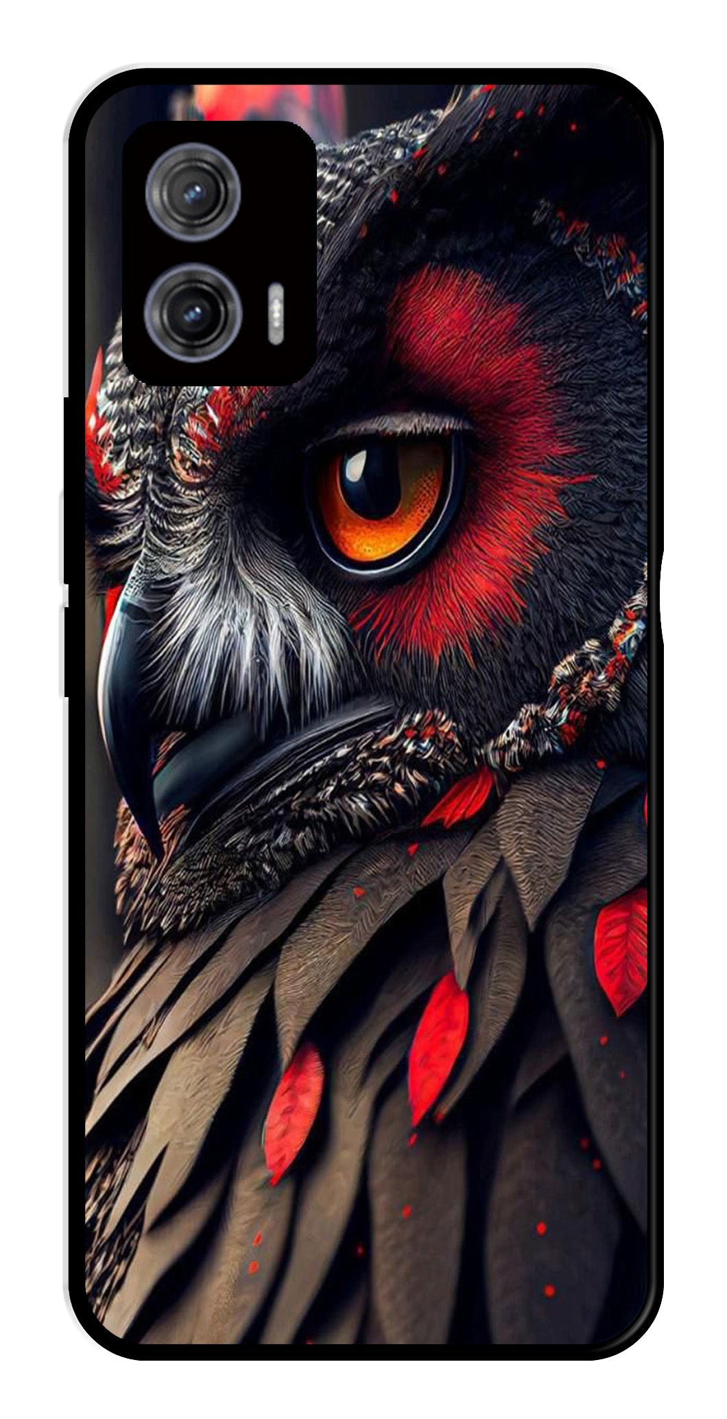Owl Design Metal Mobile Case for Moto G73 5G   (Design No -26)