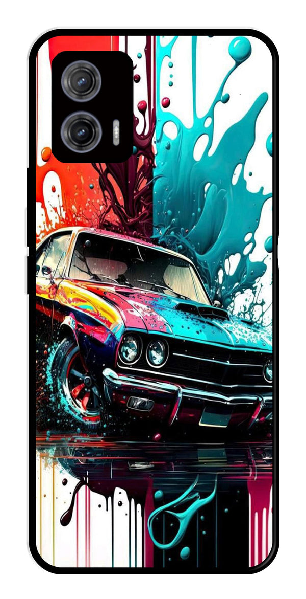 Vintage Car Metal Mobile Case for Moto G73 5G   (Design No -29)