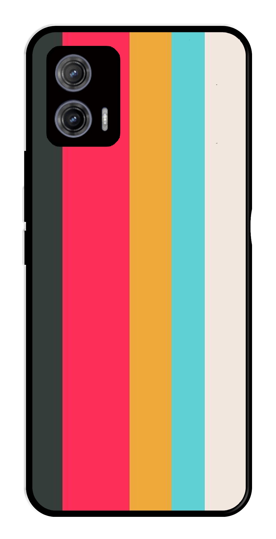 Muted Rainbow Metal Mobile Case for Moto G73 5G   (Design No -31)
