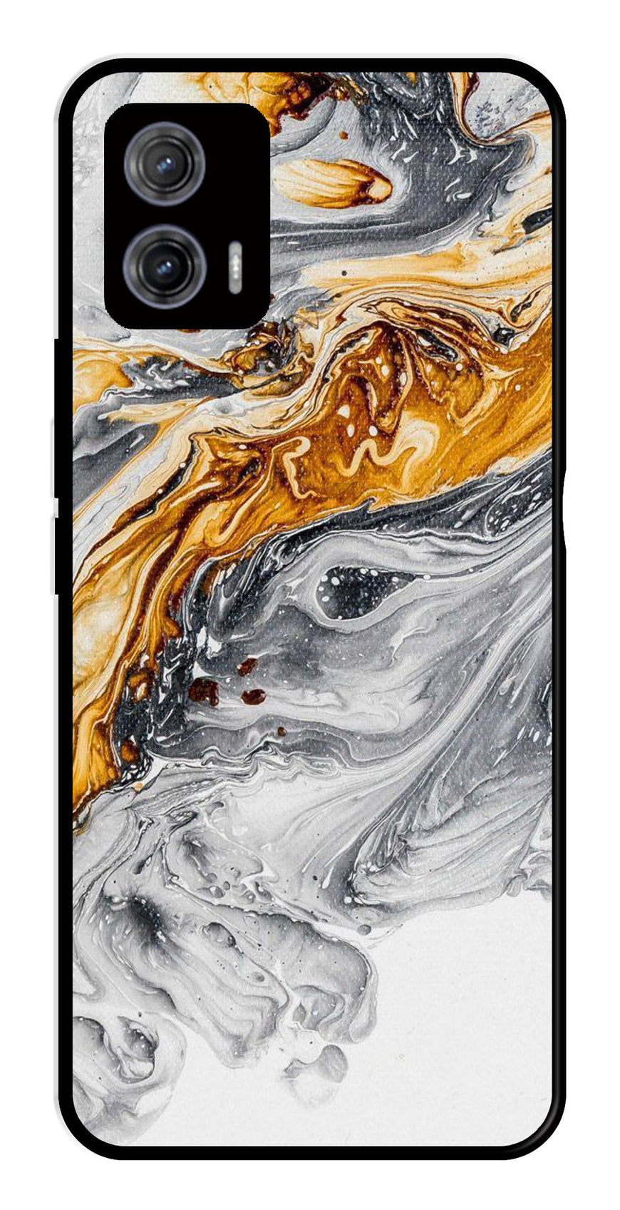 Marble Pattern Metal Mobile Case for Moto G73 5G   (Design No -36)